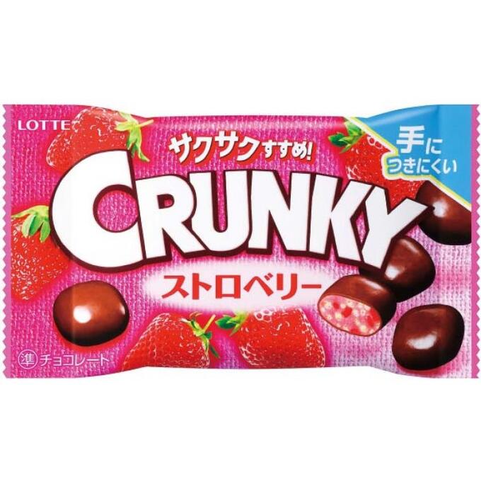 Шоколадное драже Crunky с клубничной начинкой Lotte 32гр.