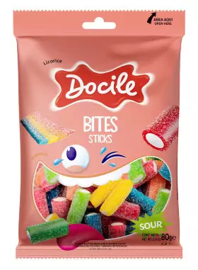 Жев.мармелад DOCILE Licorice Sour Jumbo Bite Size Assorted   80гр