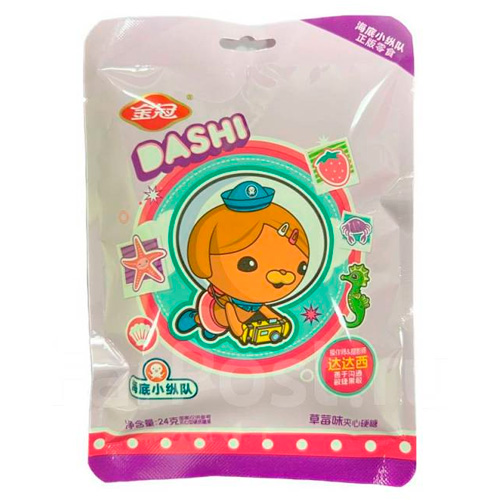 Жев.конфета Golden Crown Octonauts Dashi с начинкой клубника 24гр   24гр