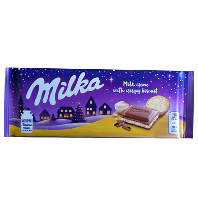 Шоколад Milka New Year Crema with crispy biscuit 100гр.