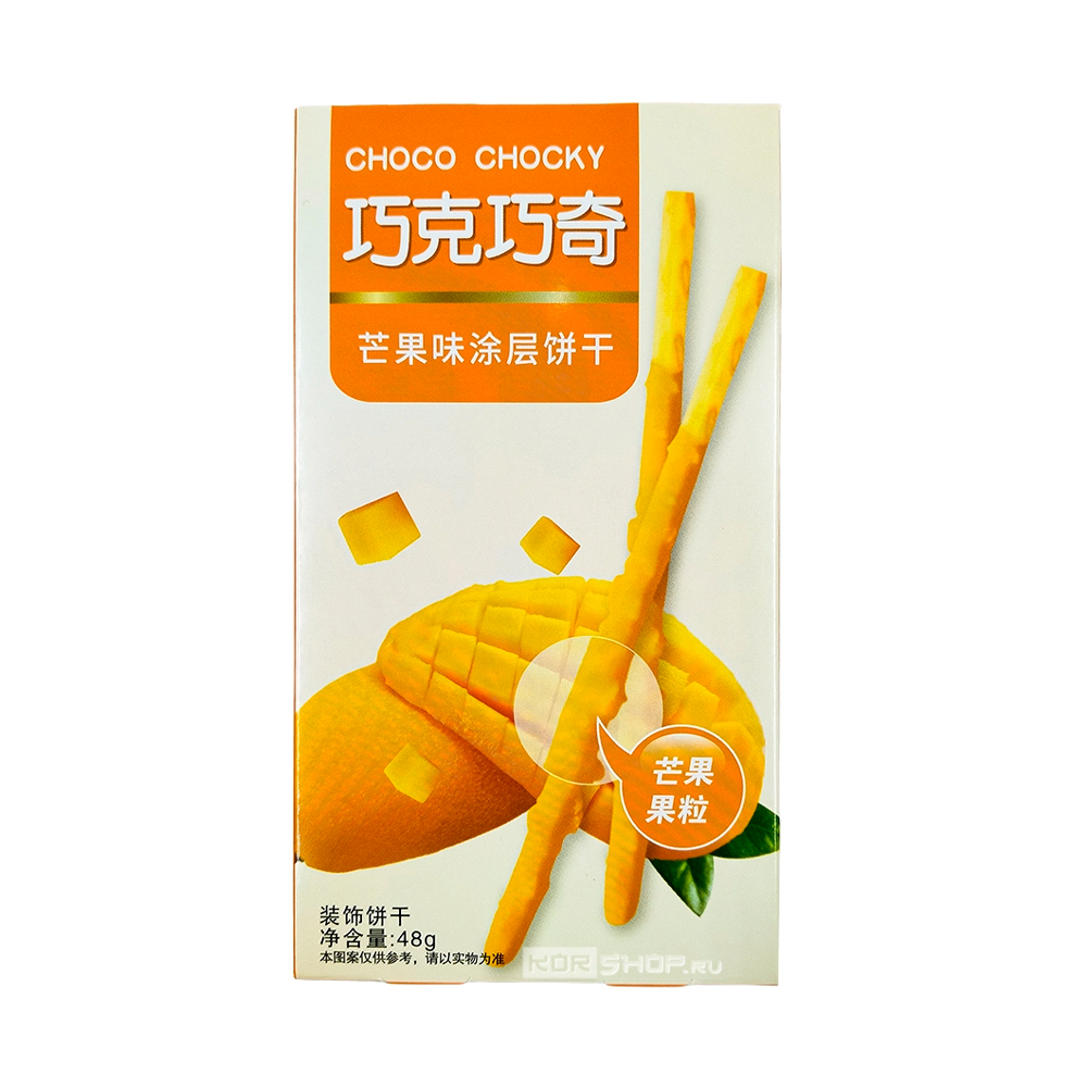 Бисквитные палочки QiaoKeQiaoQi в глазури со вкусом манго   48гр
