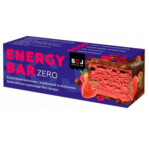 Кокосовый батончик Energy Bar Zero со вкусом клубники 45гр.