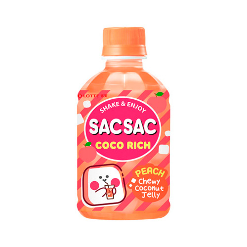 Напиток Lotte Sac Sac Coco Rich Peach с кусочками кокосового желе  280мл