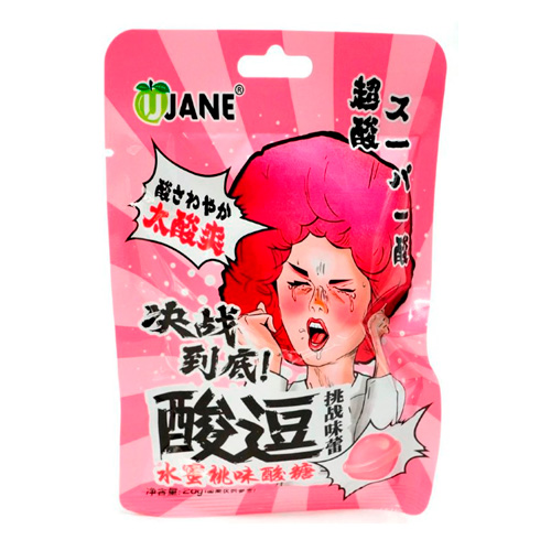 Конфеты Hong Tai Kee  Ujane Супер кислые Персик   22гр