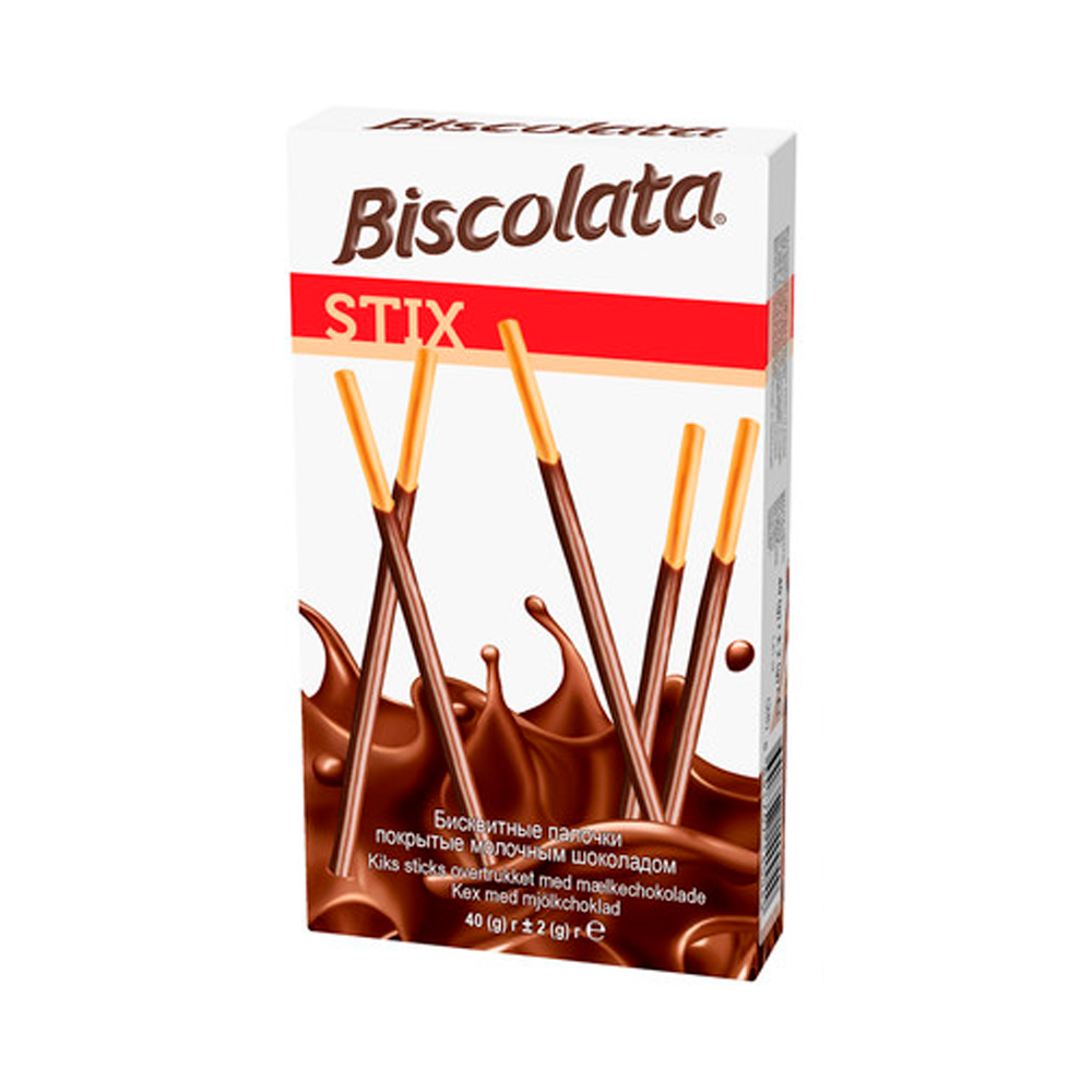 Бисквитные палочки Biscolata  покрытые молочным шоколадом   40гр