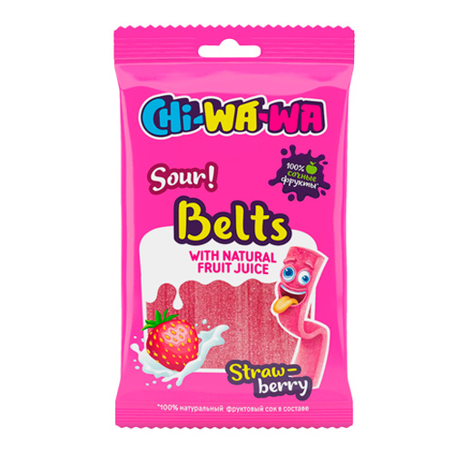 Жев.мармелад Chi-Wa-Wa Strawberry Sour Belts   80гр