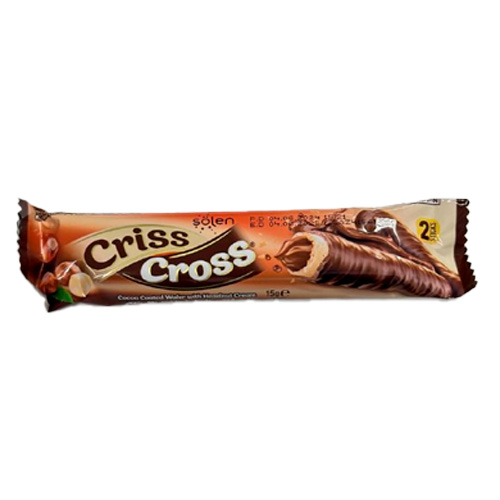 Вафельные трубочки CRISS CROSS с шоколадно-ореховой начинкой в шок. глазури   15гр