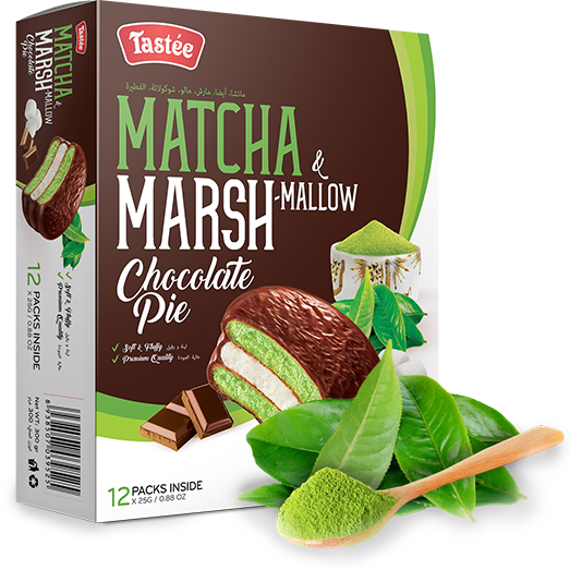 Печенье бисквитное Coconut marshmallow Chocolate Pie со вкусом зелёный чай, 300гр.