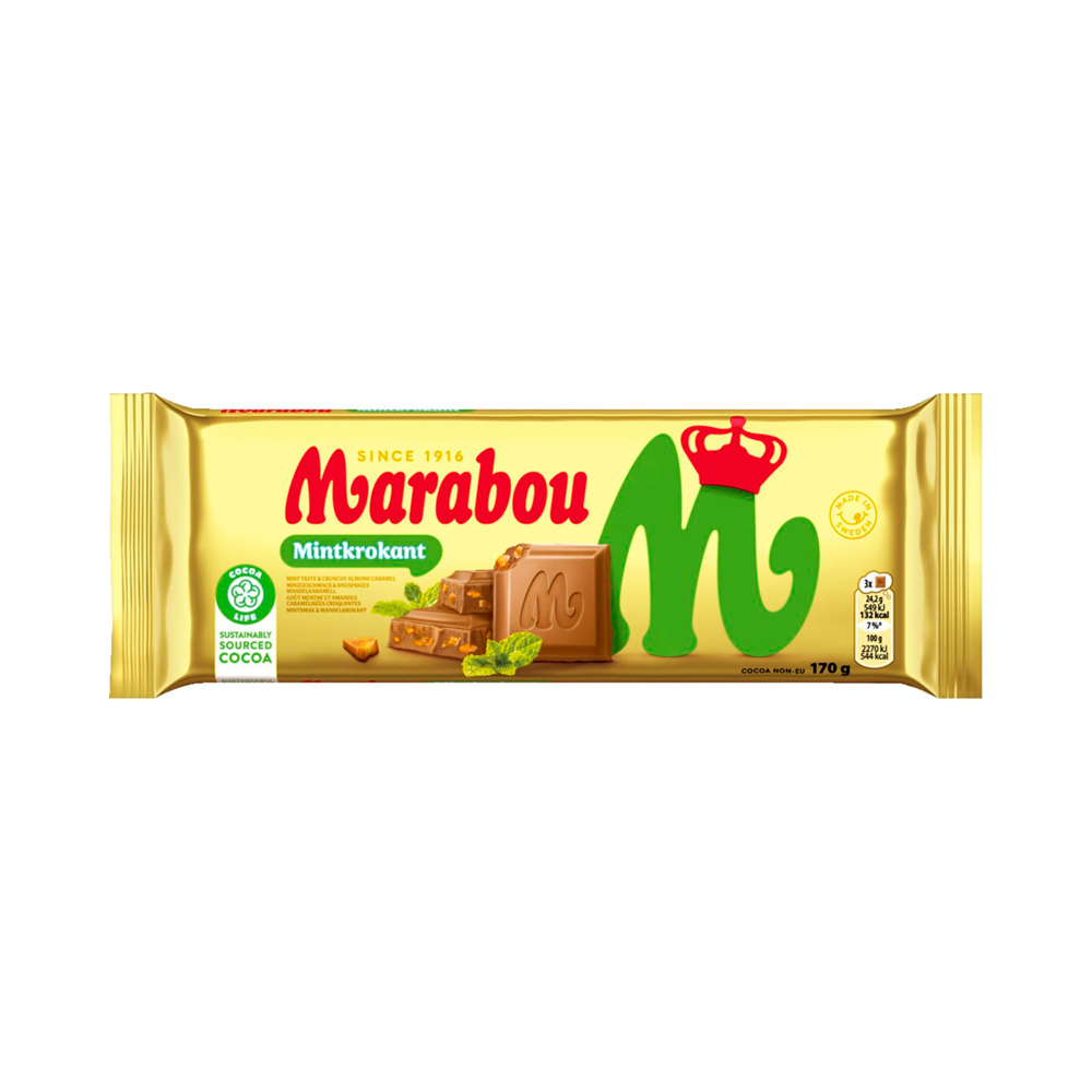 Шоколад Marabou  Mintkrokant   170гр