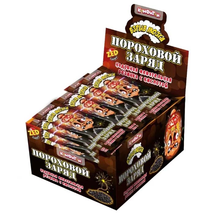 Жев. резинка ВЗРЫВ МОЗГА пороховой заряд кислая 18гр.