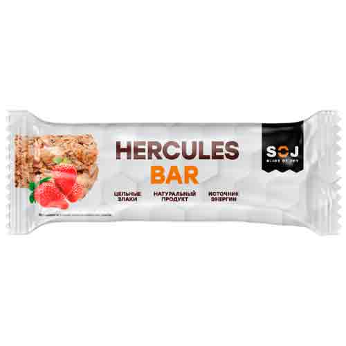 Злаковый батончик Hercules Bar с клубникой 40гр