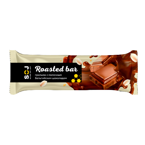 Батончик Roasted Bar SOJ грильяж в мол. шоколаде 40 гр.