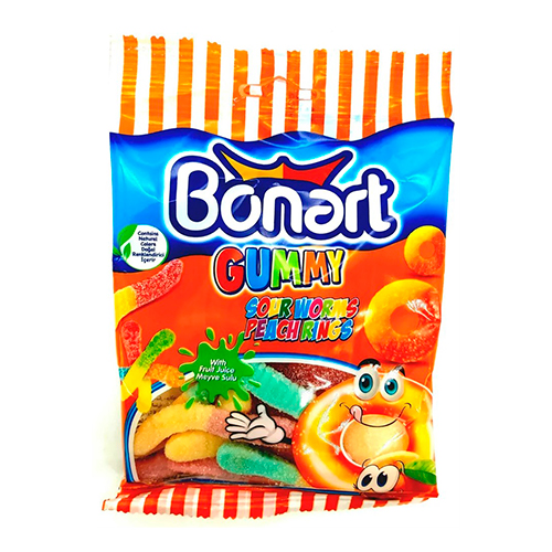 Мармелад Bonart Sour Worms & Peach Rings 80гр.