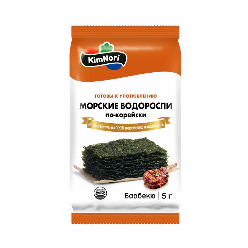 Чипсы из морских водорослей KimNori Порфира со вкусом Барбекю   5гр