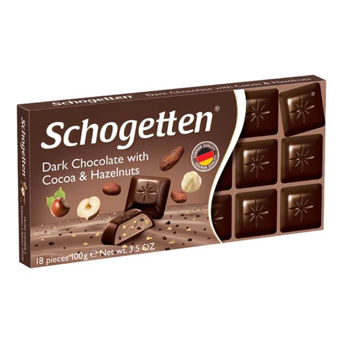 Шоколад Schogetten Dark with Cocoa & Hazelnuts 100г
