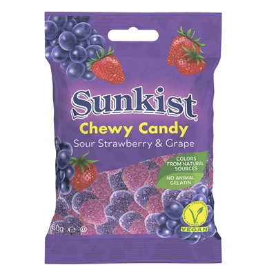Жевательный мармелад Jelly Belly Кислая клубника и виноград Sunkist 60гр.