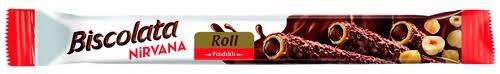 Вафельные трубочки Biscolata Roll с мол.шок. и ореховой начинкой    28гр