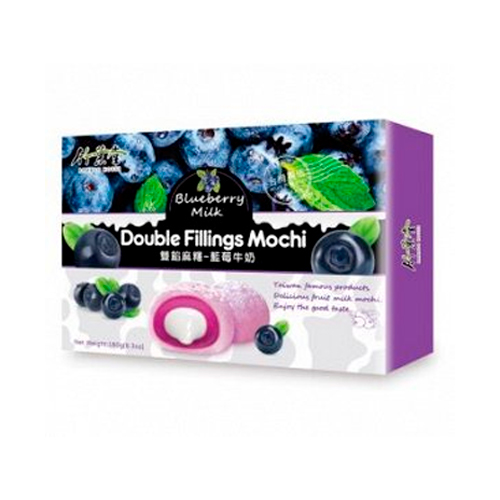 Рисовое пирожное Bamboo House Double Fillings Mochi "Голубика с молоком"    180гр