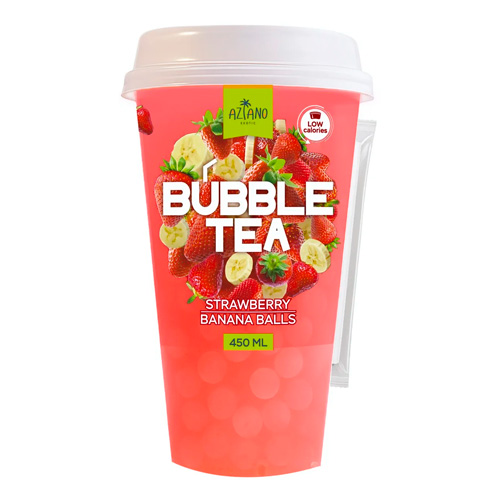 Напиток Aziano Bubble Tea Strawberry Banana Balls   450мл