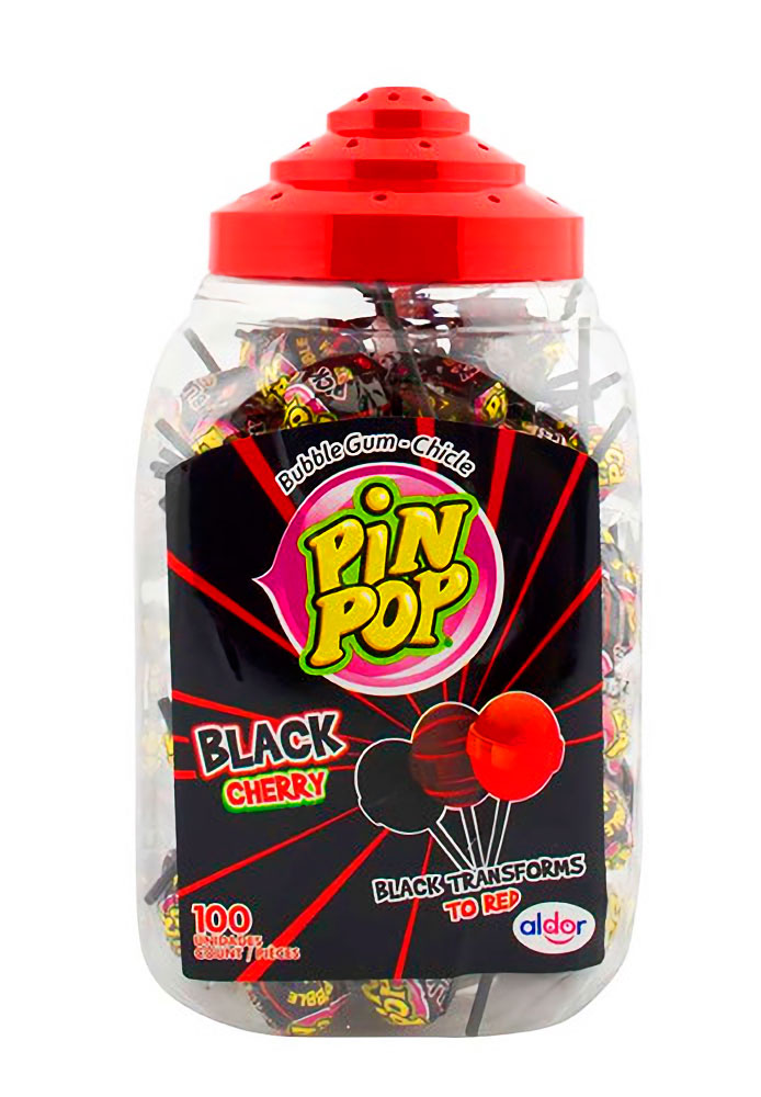 Леденец ALDOR Pin Pop Черная Вишня (Black Cherry) с жевачкой 17 гр