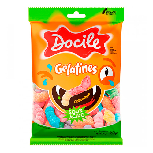 Жев.мармелад DOCILE Sour Worms (Кислые червячки)   80гр