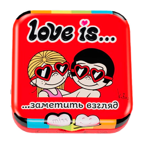 Конфеты Love is в форме сердца со вкусом клубники   20гр