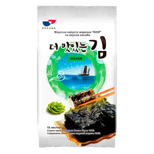Морская капуста Hokang жареная "КИМ" со вкусом васаби   5гр