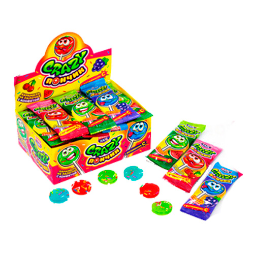 Карамель КандиКлаб на палочке "Crazy Пончик" ассорти   10гр