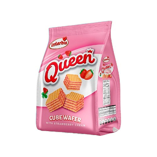 Вафли с начинкой со вкусом клубники Queen Cube Strawberry 175г
