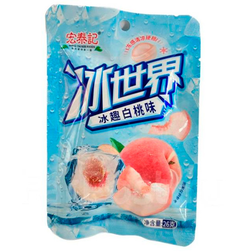 Конфеты HONG TAI KEE FOODS SOUR супер ледяной персик 26гр