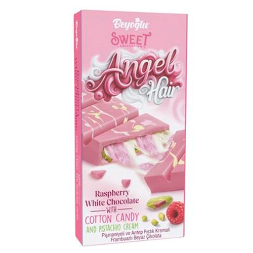 Шоколад Angel Hair Белый шоколад с малиновым вкусом с фисташковой начинкой и пишмание   170гр