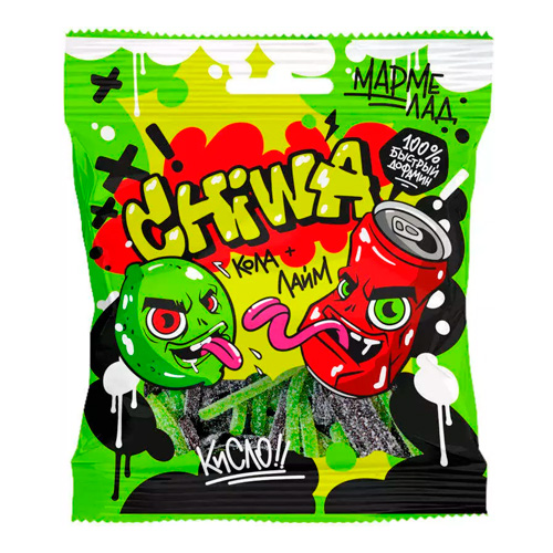Жев.мармелад Chi-Wa-Wa Graffiti Spaghetti Cola Lime Sour  90гр