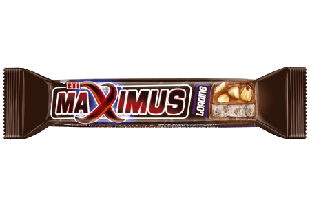 Батончик ETi Maximus с арахисом, пшеничными хлопьями, карамелью и нугой в молочном шоколаде 50гр