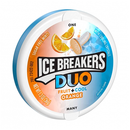 Жвачка ice breakers DUO Апельсин и Мята 36 гр.