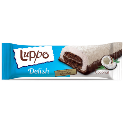 Шоколадный бисквит Luppo delish с шок.начинкой в кокосовой обсыпке 36г.