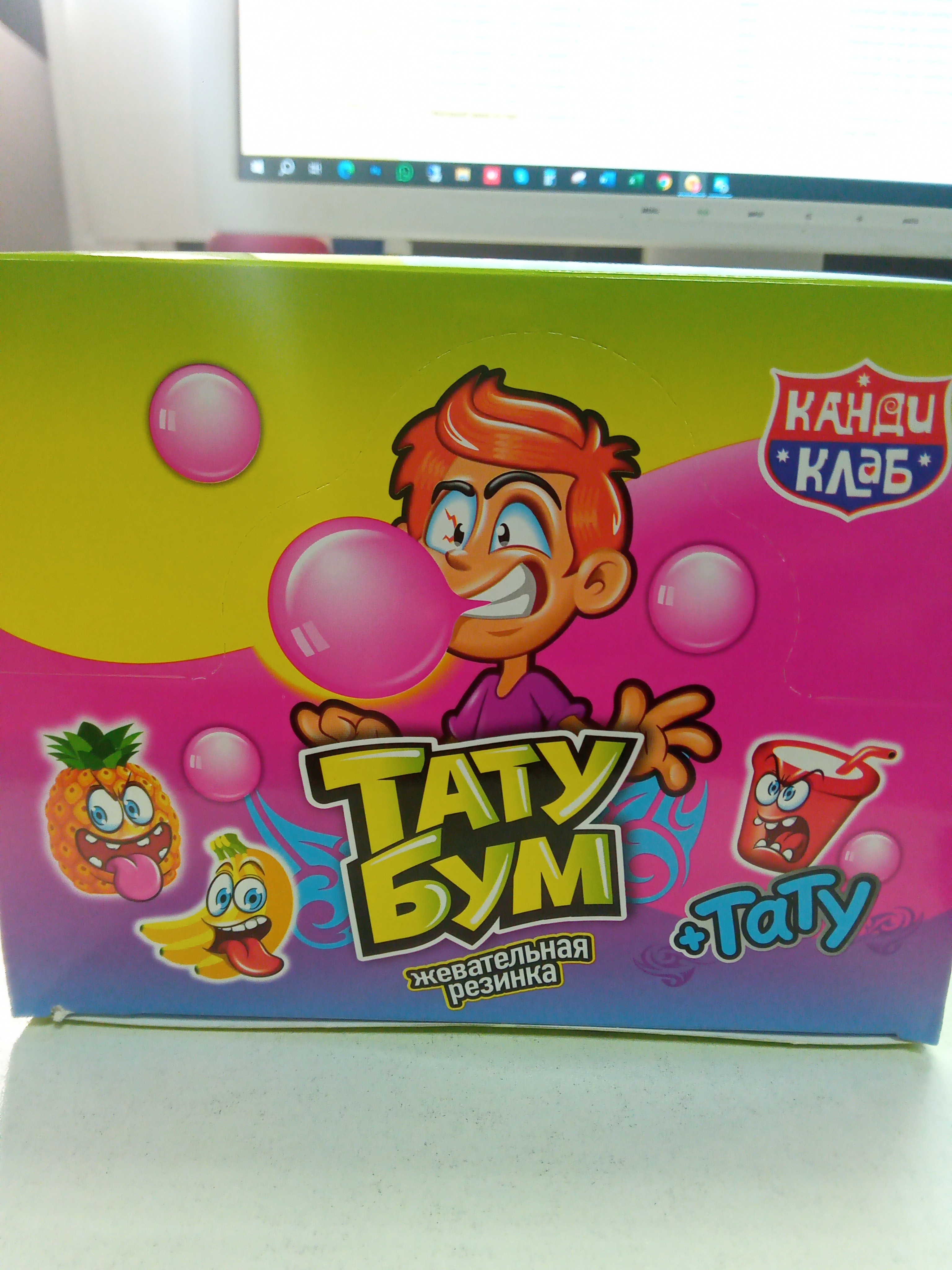 Жев.резинка КандиКлаб с татуировкой "Тату Бум" ассорти *200шт*8 блоков   2гр