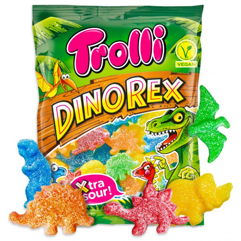 Мармелад в сахаре кислый Trolli Dino Rex 100гр.