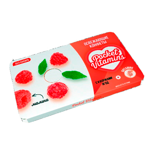 Конфеты освежающие со вкусом малины Pocket Vitamins 18 гр.