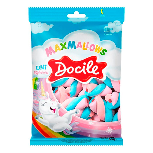 Зефир MaxMallow Unicorn Цветные с начинкой вкус ваниль 220гр.