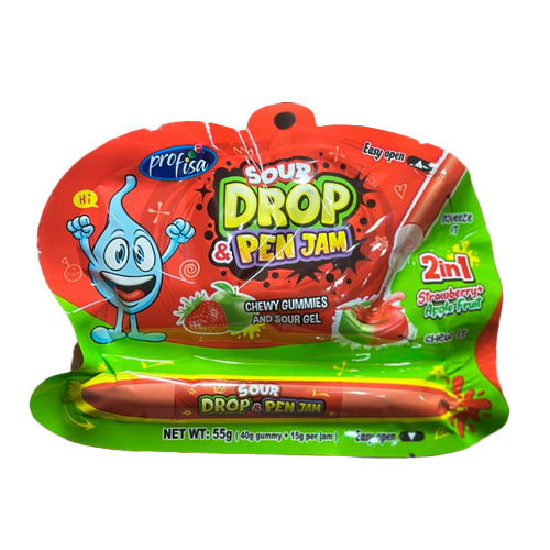 Жидкая карамель-гель + мармелад Sour Drop Pen Jam Strawberry + Apple   55гр