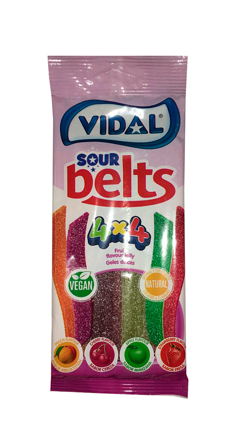 Жев.мармелад Vidal sour Belts 4*4 VEGAN 100гр