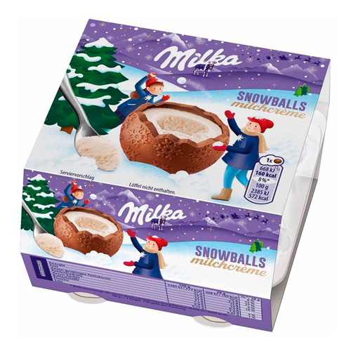 Шоколадные яйца  Milka Snowballs Milk Cream   112гр
