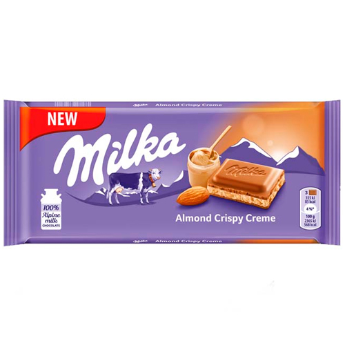 Шоколад Milka Almond Crispy Creme   90гр