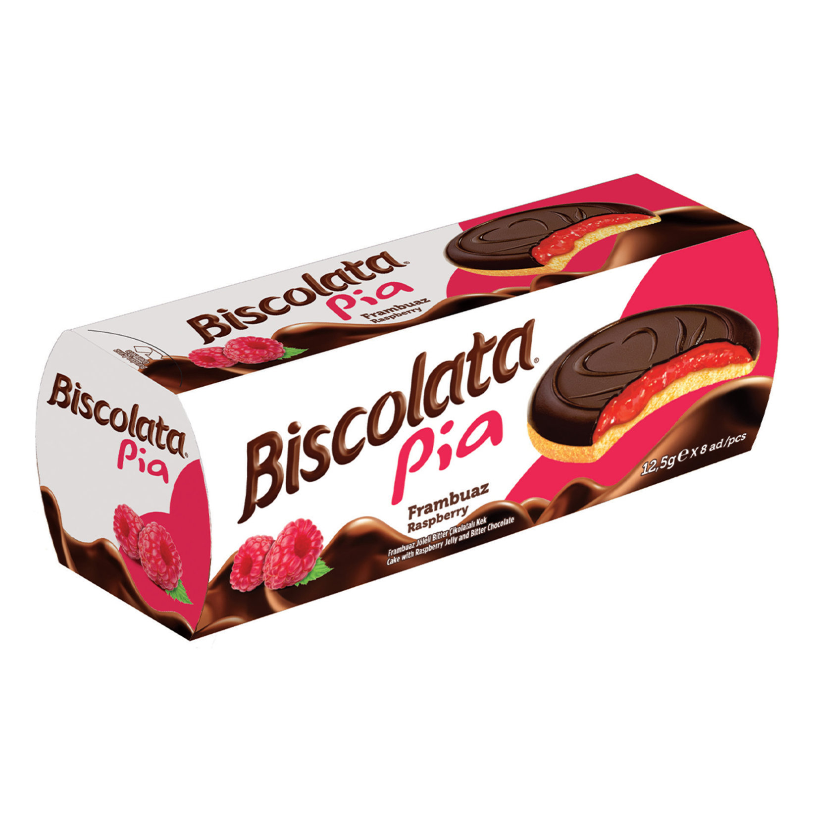 Печенье Biscolata Pia KEK с малиновой начинкой покр.темным шоколадом   100гр