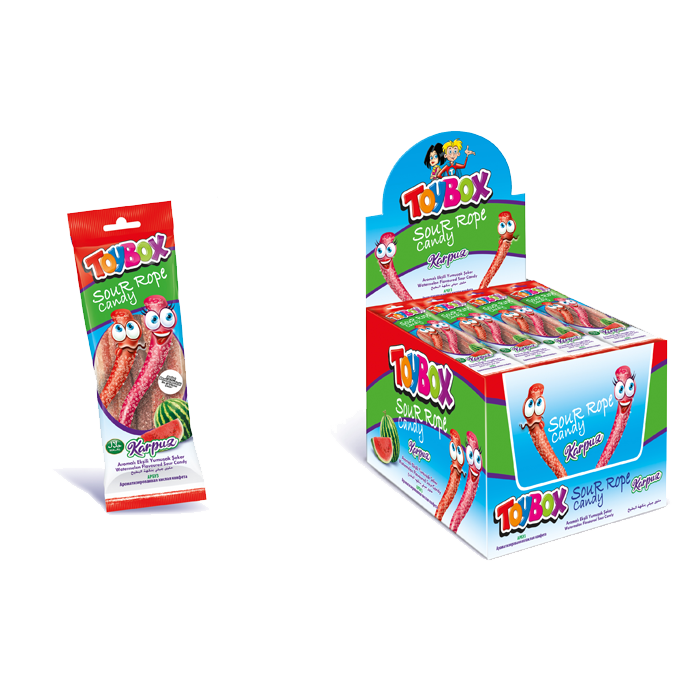 Жев. мармелад TOYBOX "Кислые веревки" с ароматом арбуза 20гр.