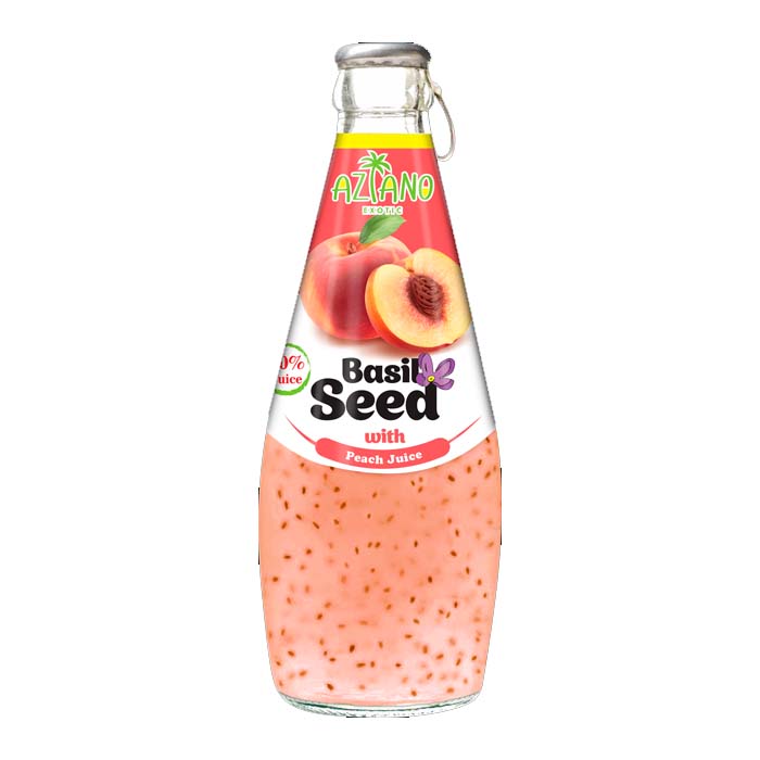 Нектар Aziano Персика с семенами базилика 30% (Peach Juice with Basil Seed Drink) 290мл Вьетнам