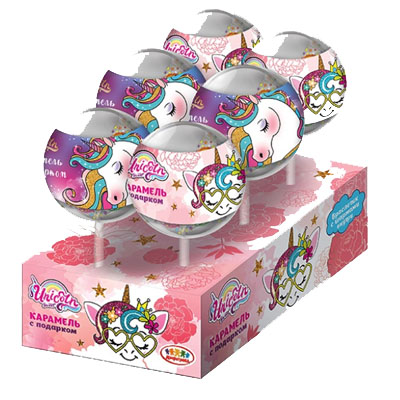 Карамель с браслетом UNICORN в пластиковом шаре на палочке 15гр