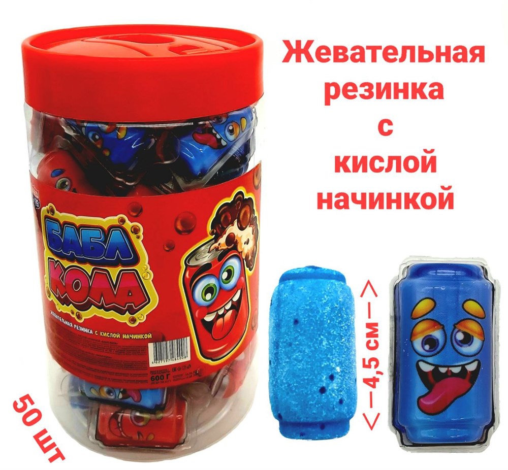 Жев.резинка КандиКлаб с кислой начинкой "Бабл кола"   12гр