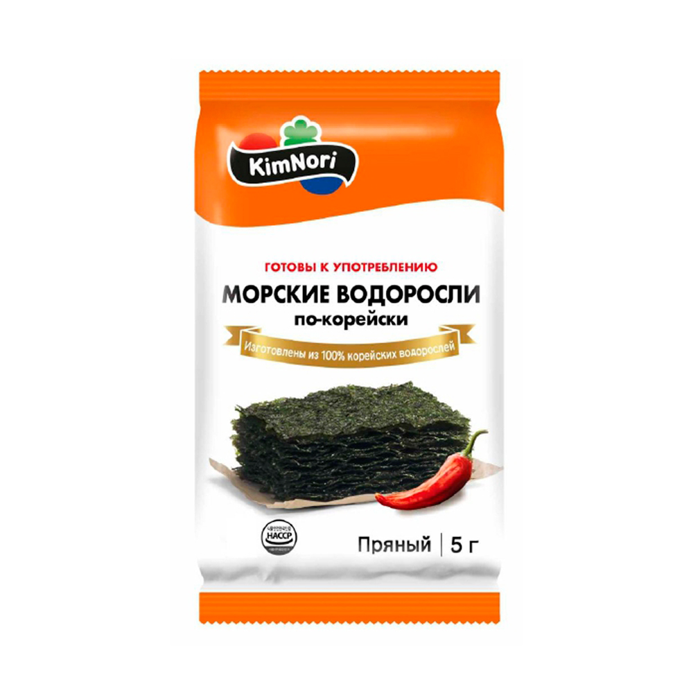 Чипсы из морских водорослей KimNori Порфира пряная    5гр