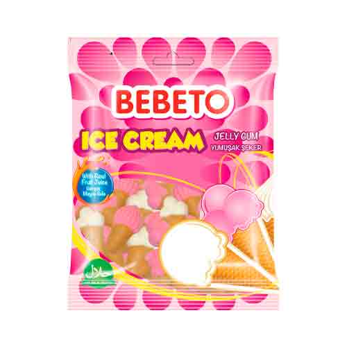 Мармелад Bebeto Ice Cream со вкусом клубники, сливок, малины и вафли 70гр